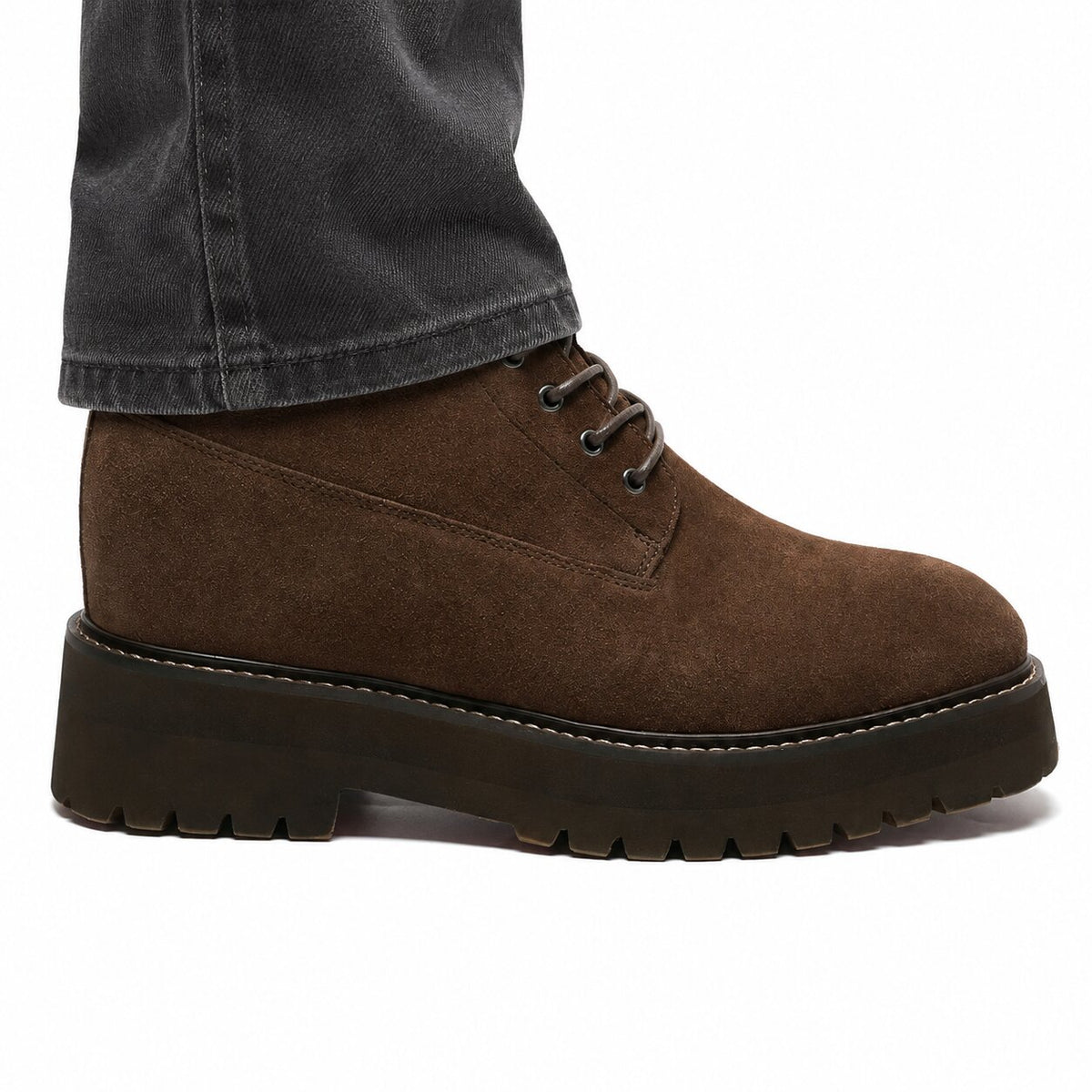 Mr. Moses Brown Beta 11cm | Tall Suede Elevator Boots (4.33")