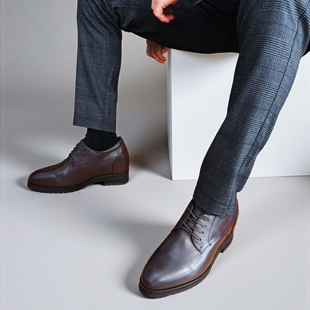 Mr. Orwell 10cm | 4 inches Brown Leather Elevator Dress Shoes for Men