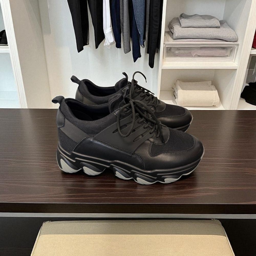 Mr. Shapiro 8cm | 3.2 inches Masculine Gym Style Black Sneakers