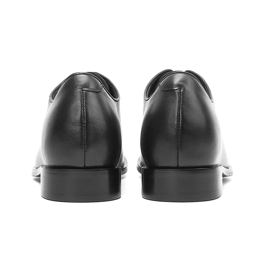 Matte black men's wedding shoes 7cm height with hidden heel.