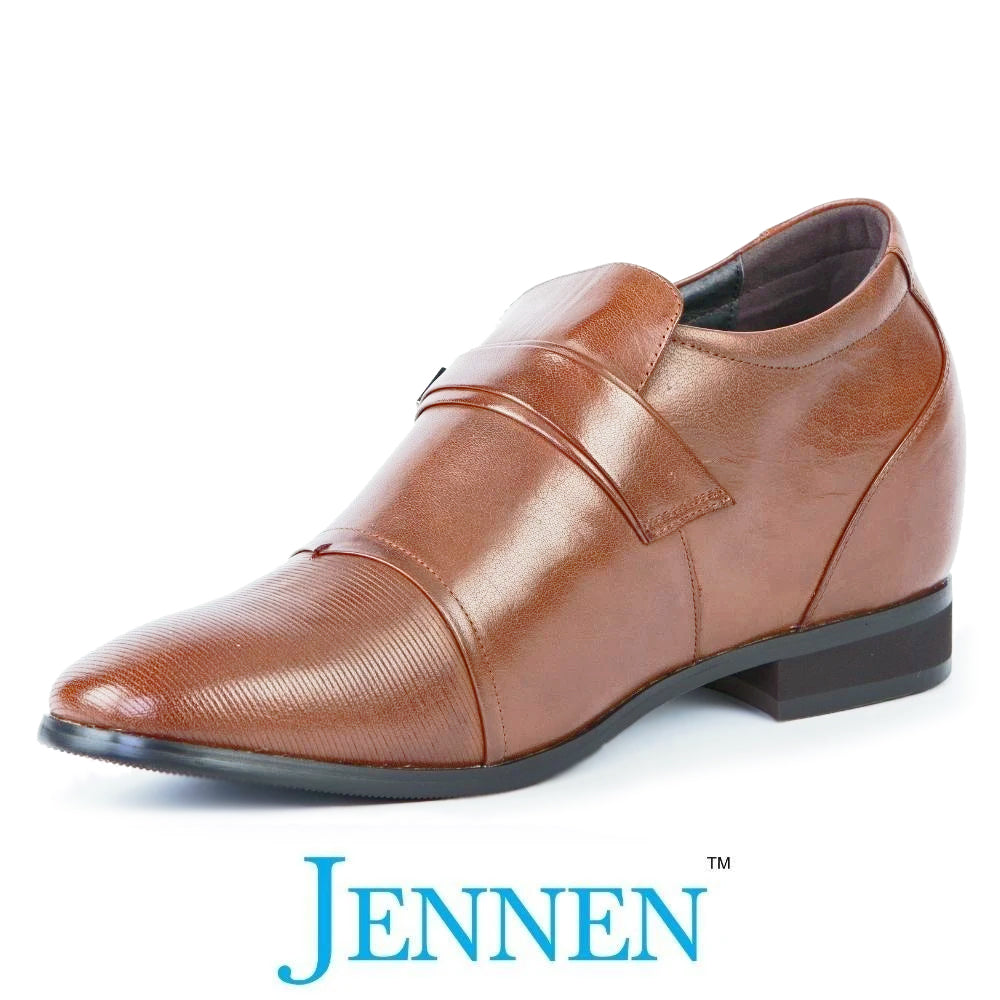 Mr. Janacek Brown | 10cm Taller - Cuban Heel Men's Elevator Shoes