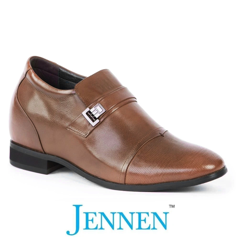Mr. Janacek Brown | 10cm Taller - Cuban Heel Men's Elevator Shoes