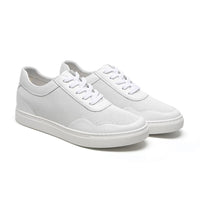 Rear view of Mr. Nadal men’s elevator sneakers highlighting 2cm visible heel and concealed 4cm hidden lift for subtle height increase.