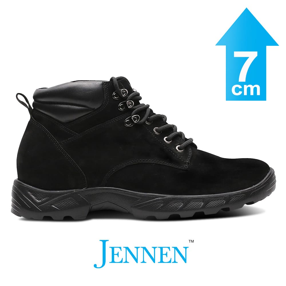 Mr. Nepal Black 7cm | 2.8 inches Tall Desert Hiking Style Boots Lift Heels