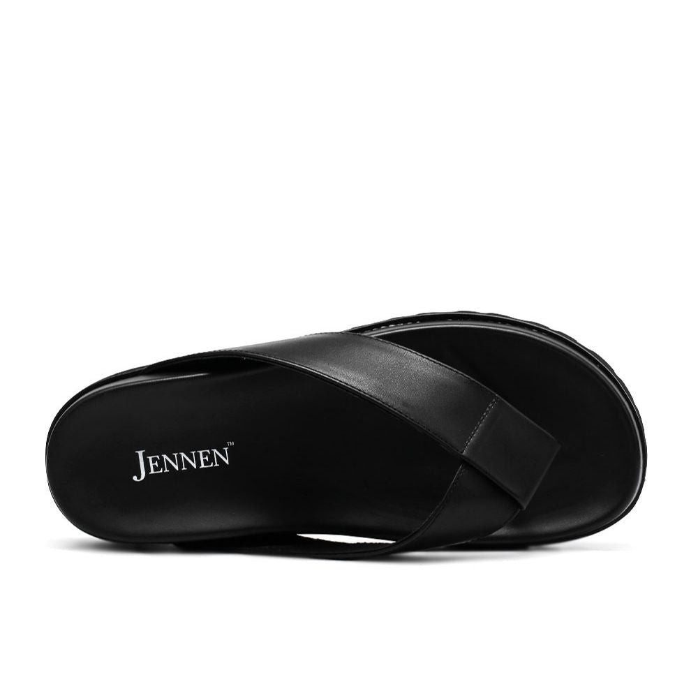 Black Slip On Sandals with Hidden Lifts