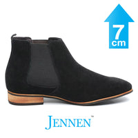 Mr. Norris Black 7cm | 2.8 inches Taller Black Suede Men Elevated Boots