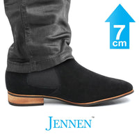 Mr. Norris Black 7cm | 2.8 inches Taller Black Suede Men Elevated Boots
