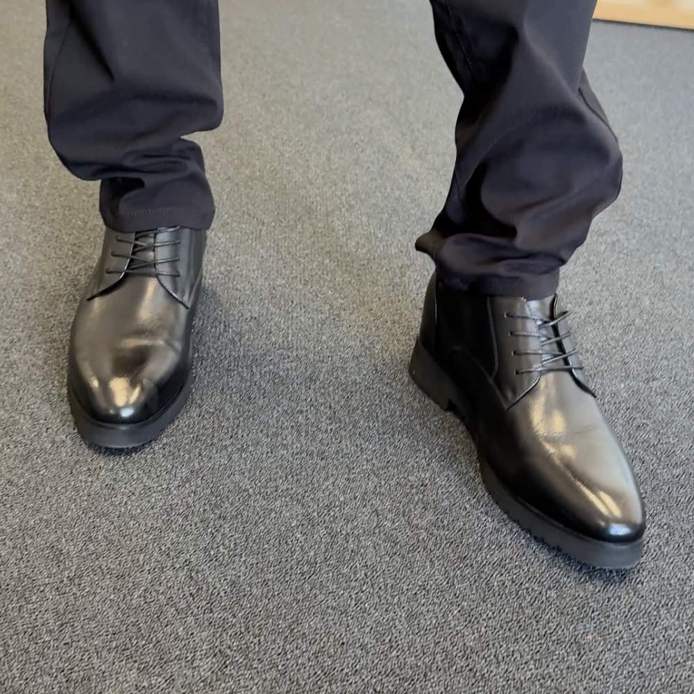 10cm | 4 inches Black Leather Height Increasing Dress Shoes for Men