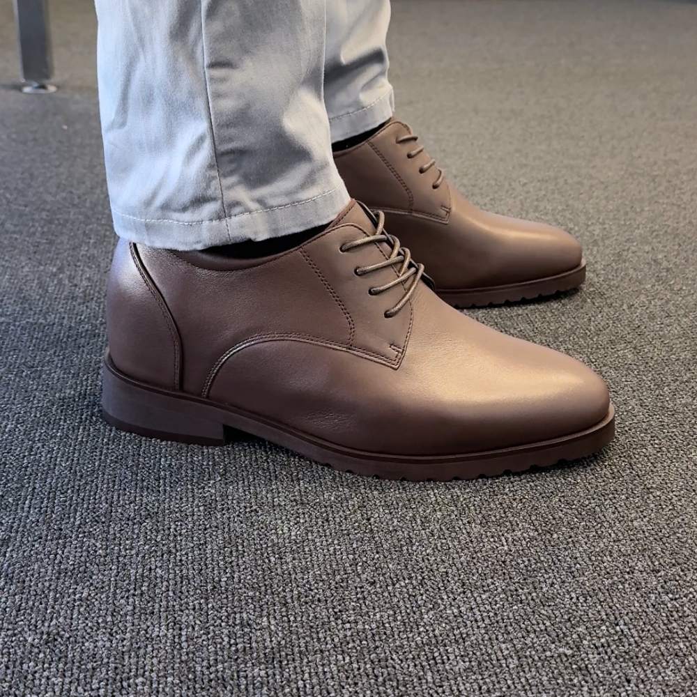 10cm | 4 inches Brown Leather Elevator Dress Shoes for Men