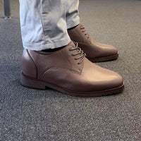 10cm | 4 inches Brown Leather Elevator Dress Shoes for Men