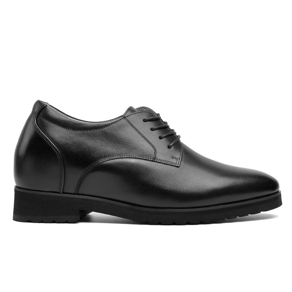 Black Business Shoes with 10cm Hidden Lifts for Men