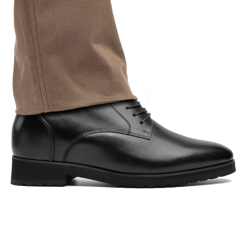 Black Business Shoes with 10cm Hidden Lifts for Men