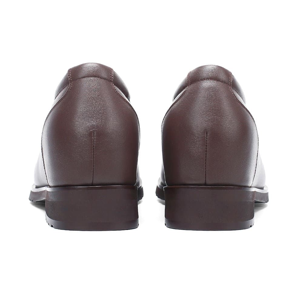 Back view of Mr. Orwell brown leather elevator shoes.