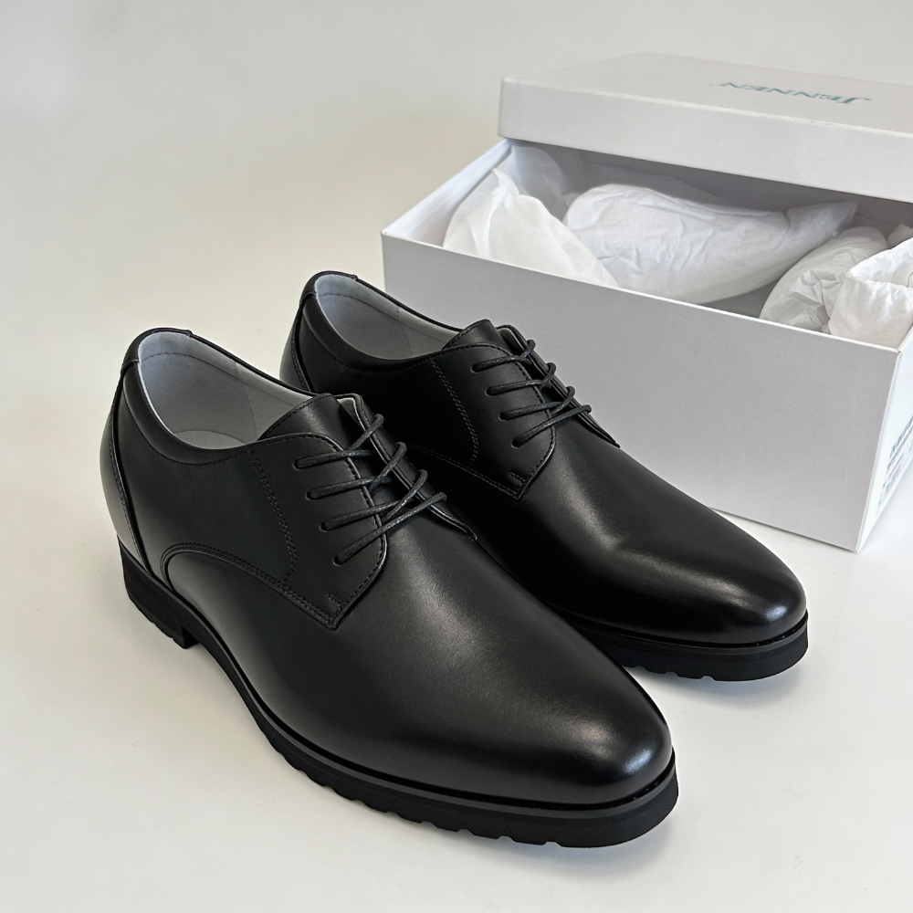 Mr. Orwell 10cm | 4 inches Black Leather Height Increasing Dress Shoes for Men