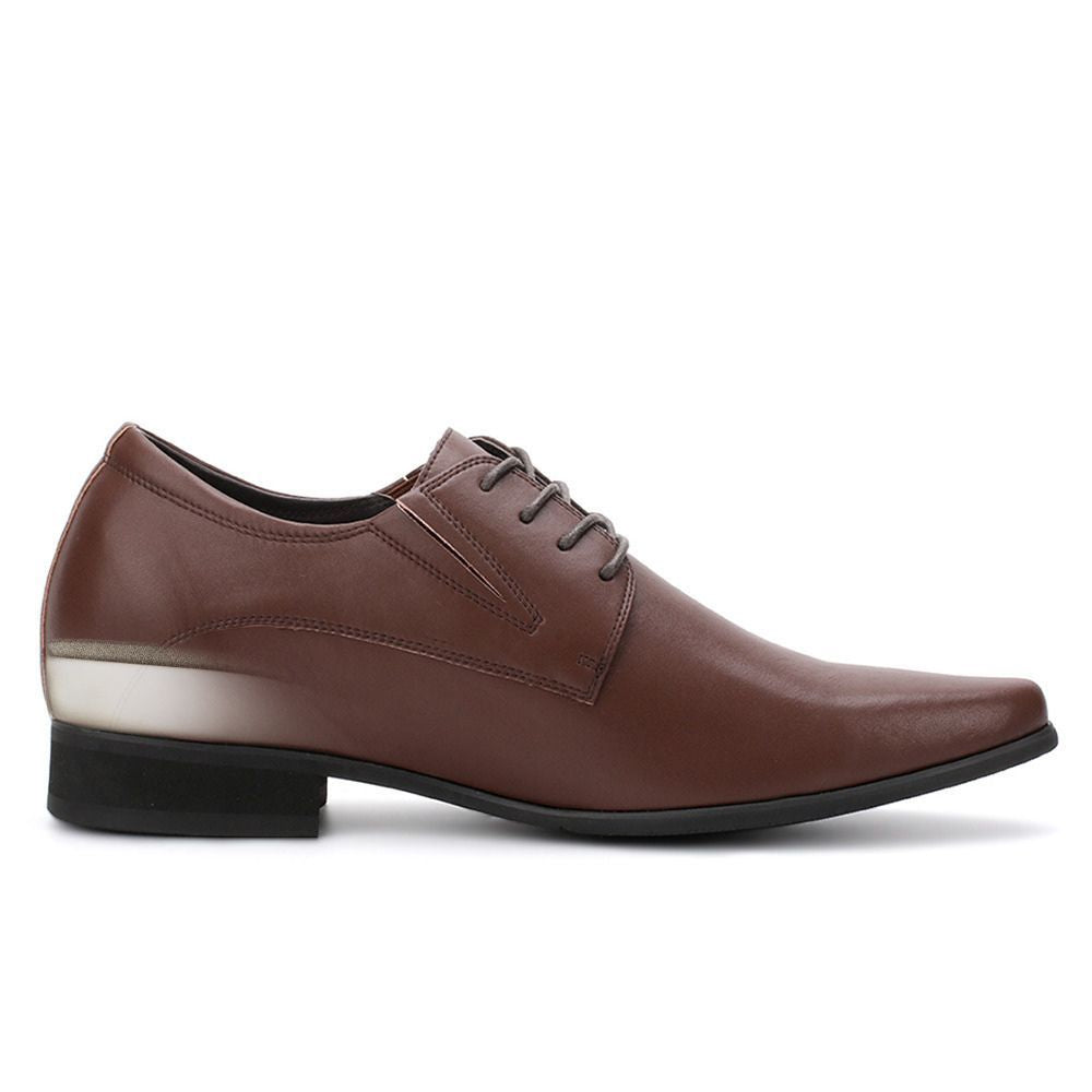 Mr. Parkinson Brown Vegan 8cm | 3.2 Inches Taller Formal Heeled Shoes
