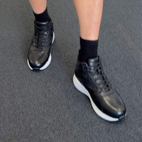 8cm | 3.2 inches Taller Black High Top Leather Kicks