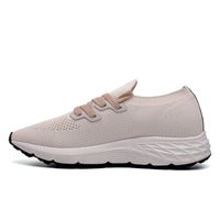Men’s beige casual sneakers with hidden height lift and premium rubber outsole for all-day comfort and durability.