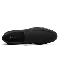 Clean Black Slip On Casual Elevator Shoes