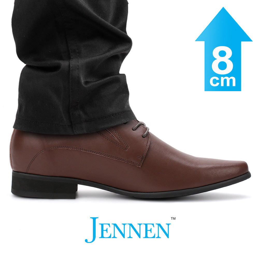 Mr. Parkinson Brown Vegan 8cm | 3.2 Inches Taller Formal Heeled Shoes