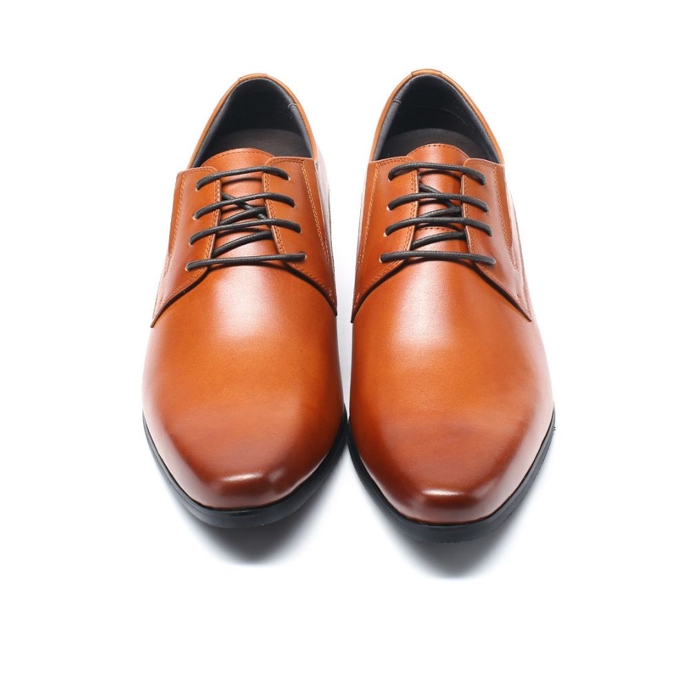 Mr. Parkinson Tan 8cm | Executive Elevator Formal Shoes (3.2")