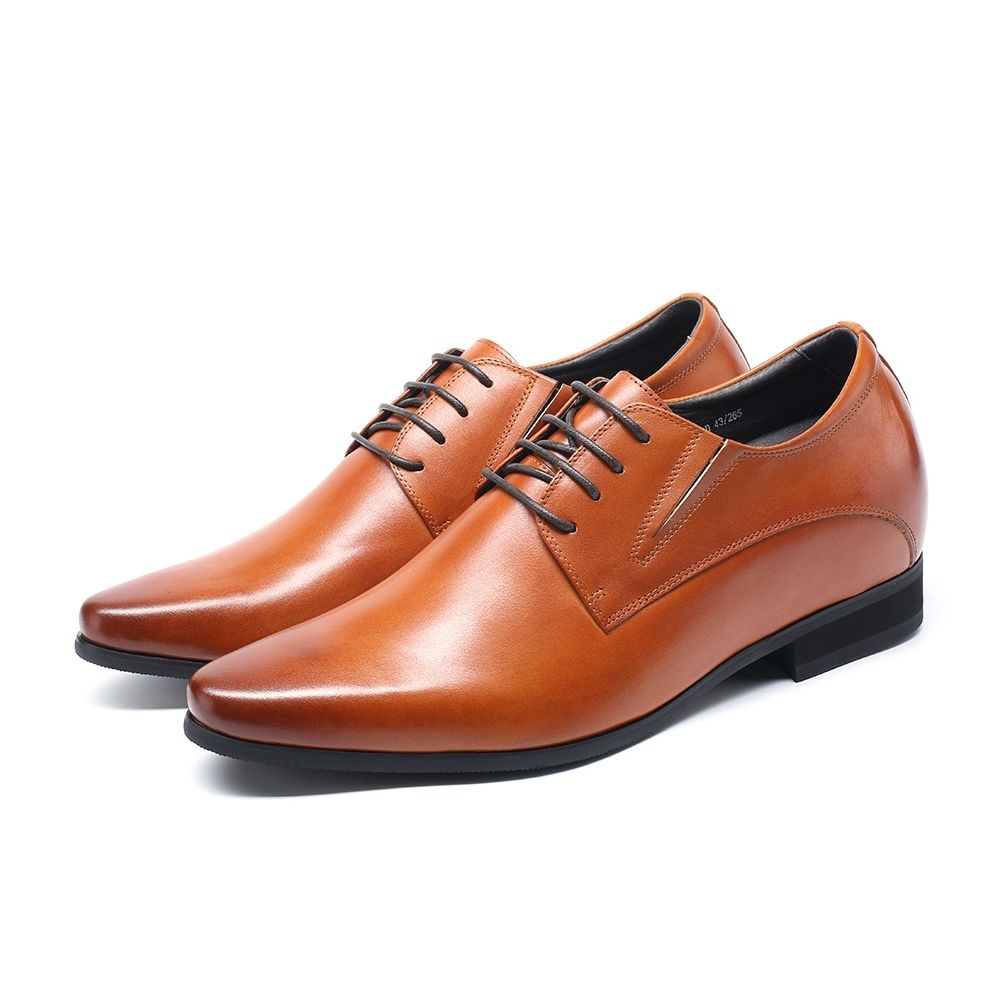 Mr. Parkinson Tan 8cm | Executive Elevator Formal Shoes (3.2")