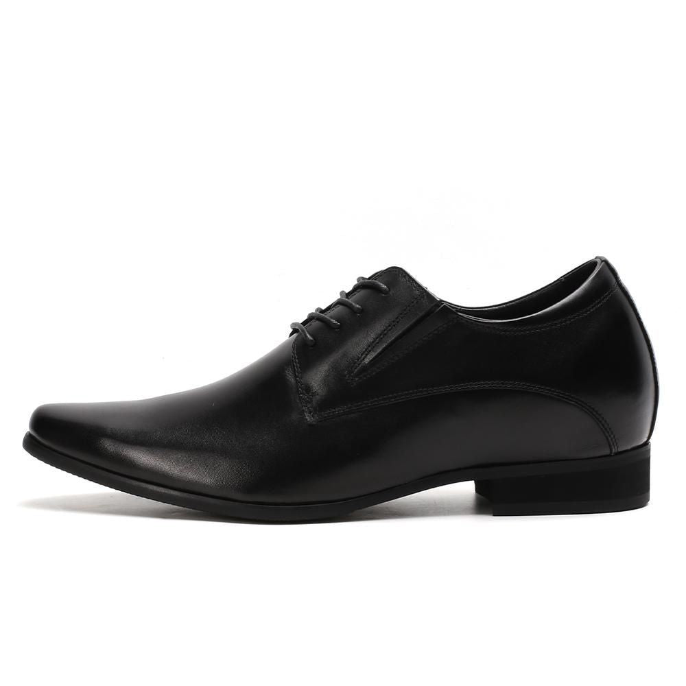 Black Business Shoes with 8cm Instant Tall Heels for Men