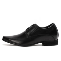 Black Business Shoes with 8cm Instant Tall Heels for Men
