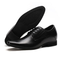 Black Leather Designer Wedding Shoes with 8cm Lifts for Men