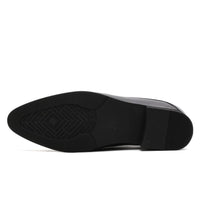 Outsole of Black Groom Shoes with Height Boosting Shoe Lifts 