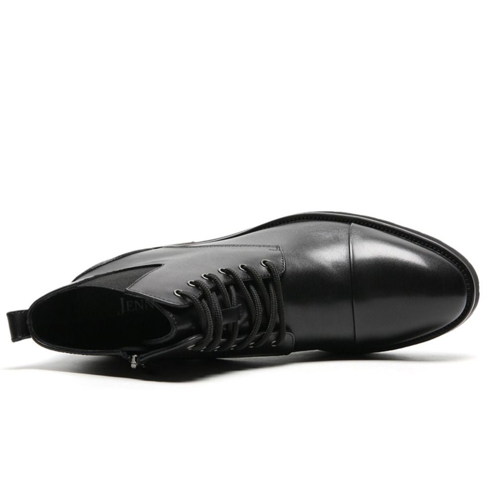 Stylish high top with lace boots with hidden lifts