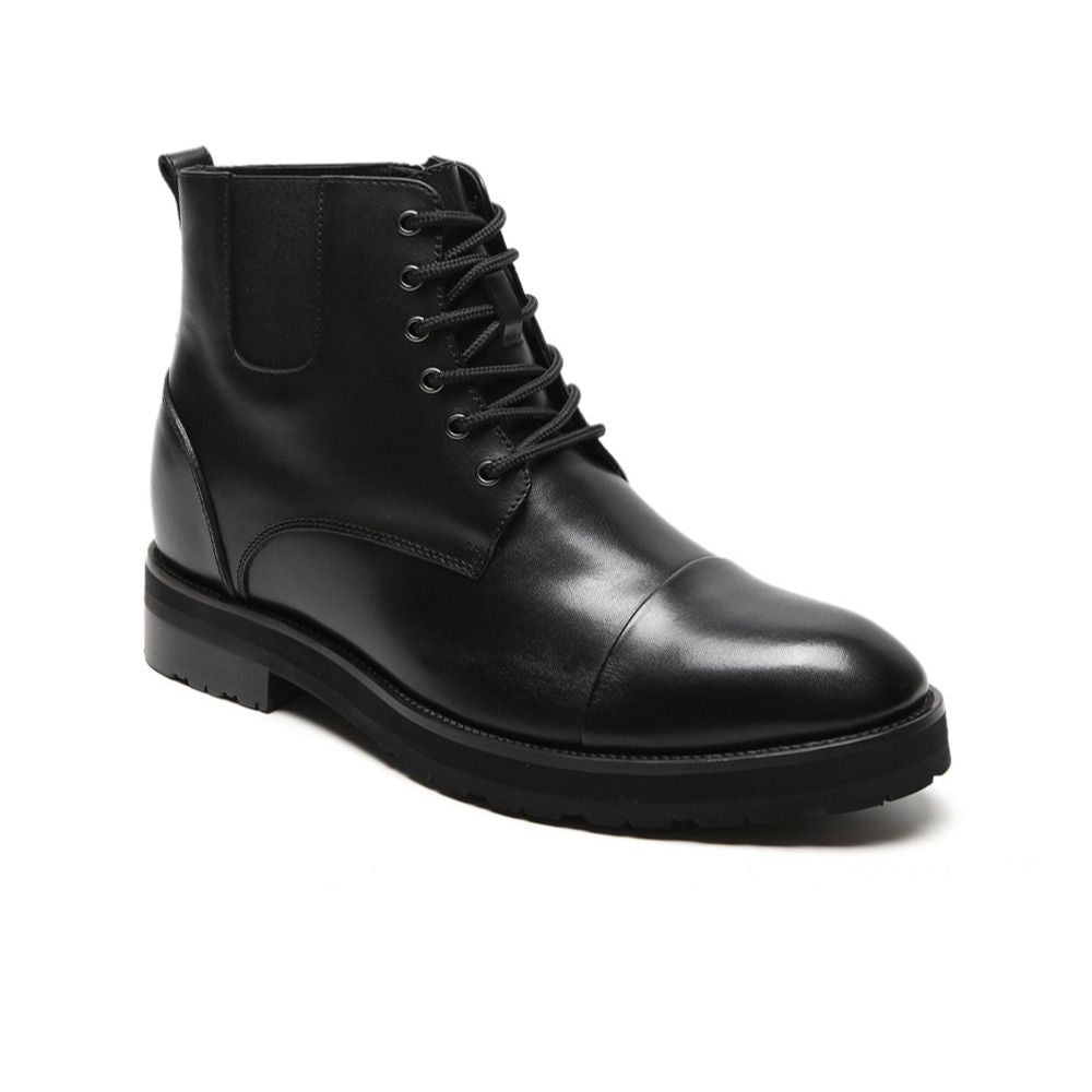 8cm height increasing black boots for men