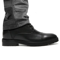 Black Leather Casual Elevator Boots