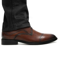 Groomsmen Brown Leather Shoes with Hidden Heels