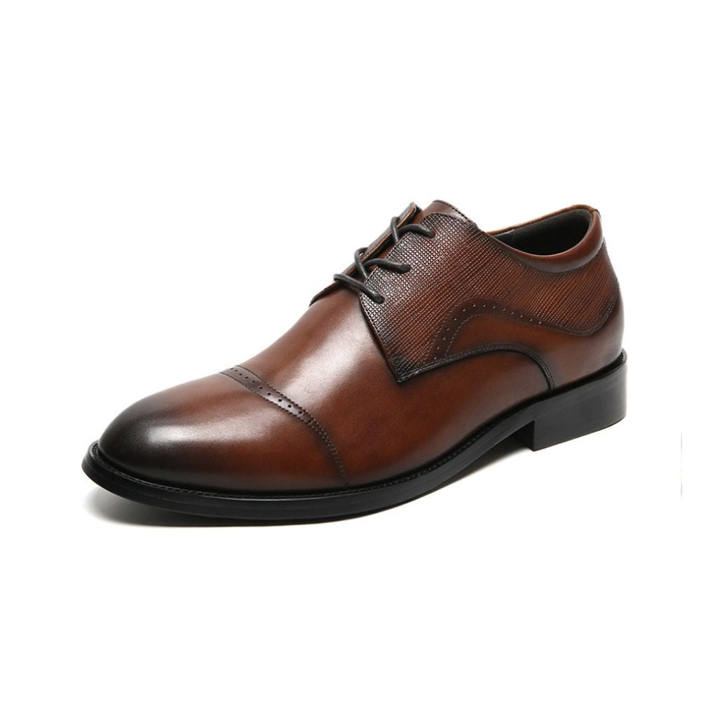 Height-enhancing men’s formal brown shoes with cushioned sole