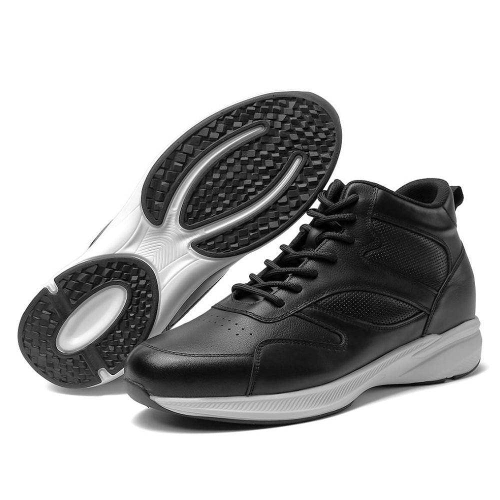 Trendy black baskeball shoes lookalike sneakers with lifts