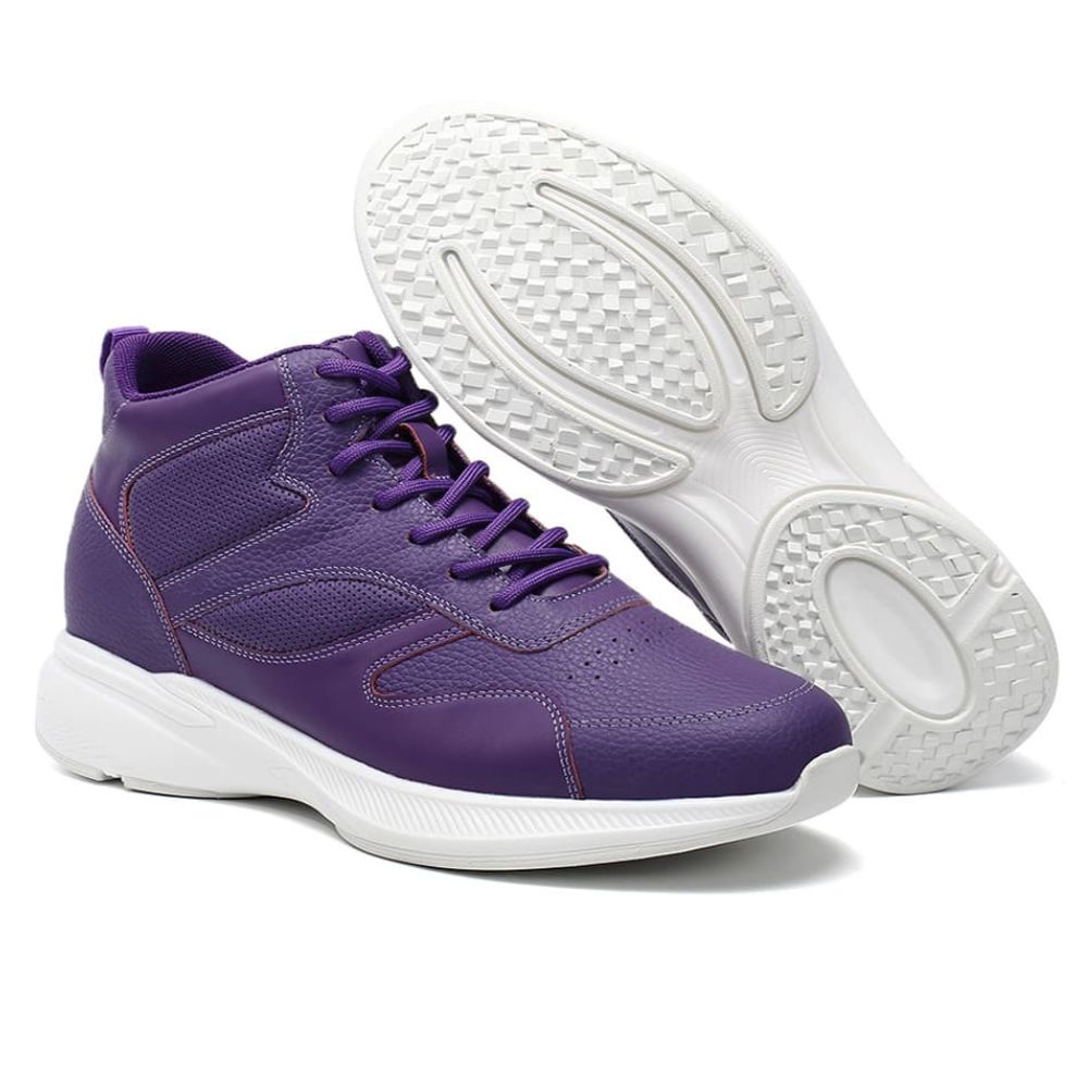 Gym Inspired purple sneakers with hidden heels for men