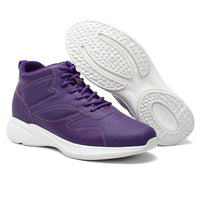 Gym Inspired purple sneakers with hidden heels for men