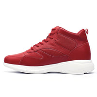 Lace up casual red sneakers with 8cm instant tall lifts