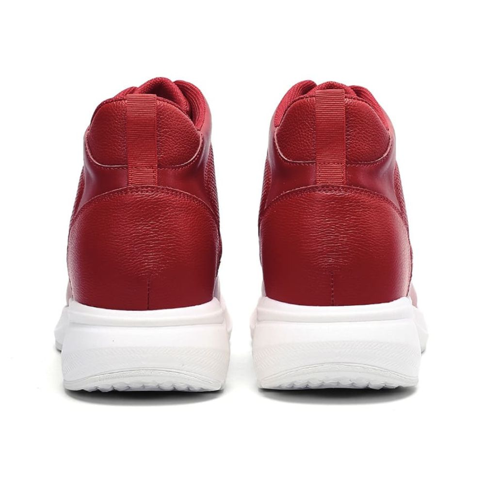 Red elevator sneakers with white outsoles