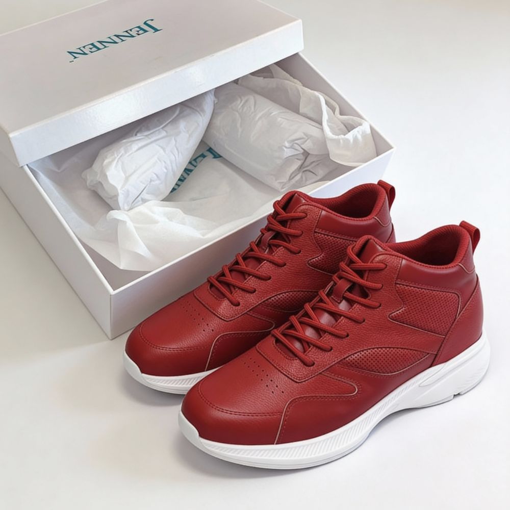 Mr. Pippen 8cm | 3.2 inches Bold Red Leather Instant Lift Sneakers