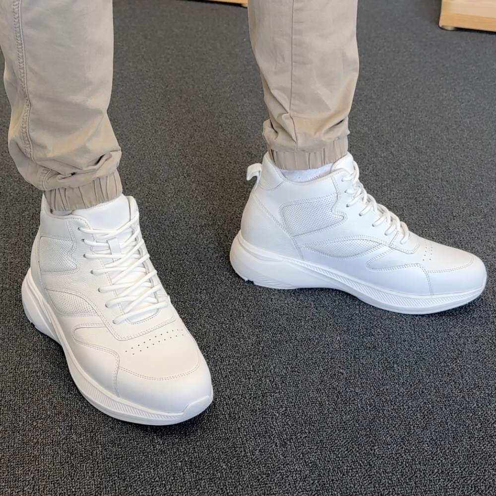 Pippen 8cm | 3.2 inches Classic White Leather Casual Elevator Sneakers