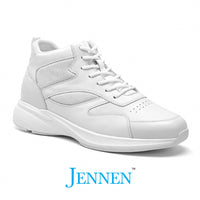 Mr. Pippen 8cm | 3.2 inches Classic White Leather Casual Elevator Sneakers