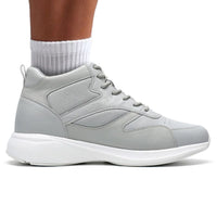 Grey Leather Elevator Sneakers