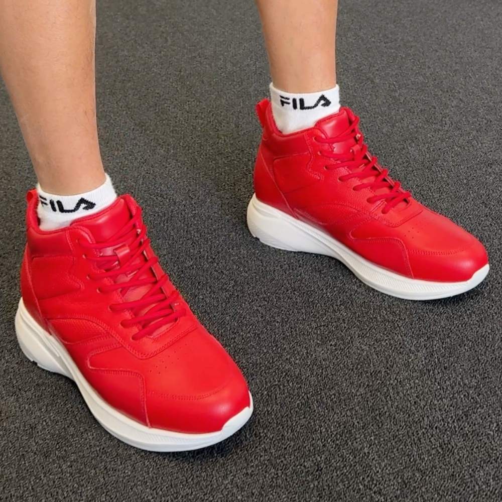 Pippen 8cm | 3.2 inches Bold Red Leather Instant Lift Sneakers