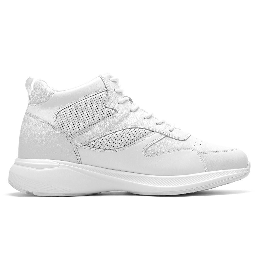 Mr. Pippen 8cm | 3.2 inches Classic White Leather Casual Elevator Sneakers