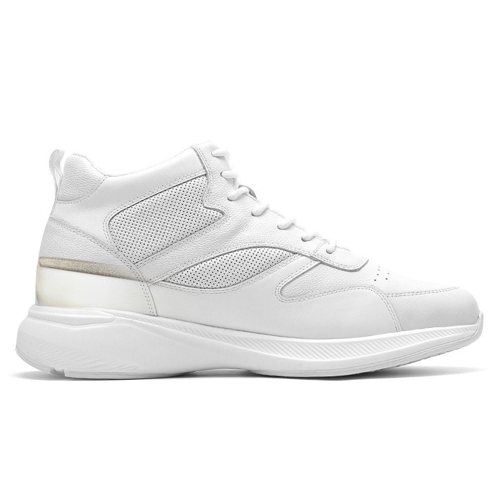 Mr. Pippen 8cm | 3.2 inches Classic White Leather Casual Elevator Sneakers