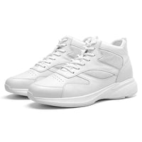 Hi-top lace up white elevator sneakers