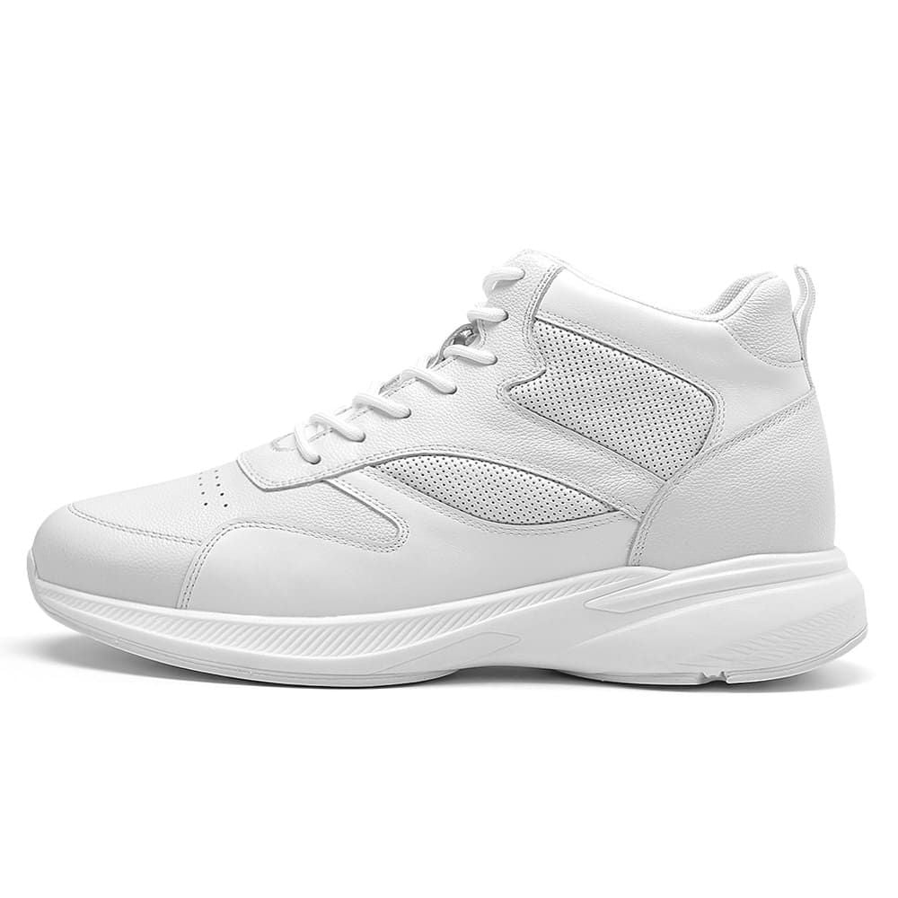 Men white sneakers with instant tall heels