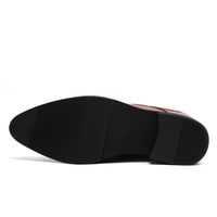 Rear view of Mr. Rachmaninoff brown leather elevator shoes, highlighting 3.5cm visible heel and built-in hidden lift for improved posture