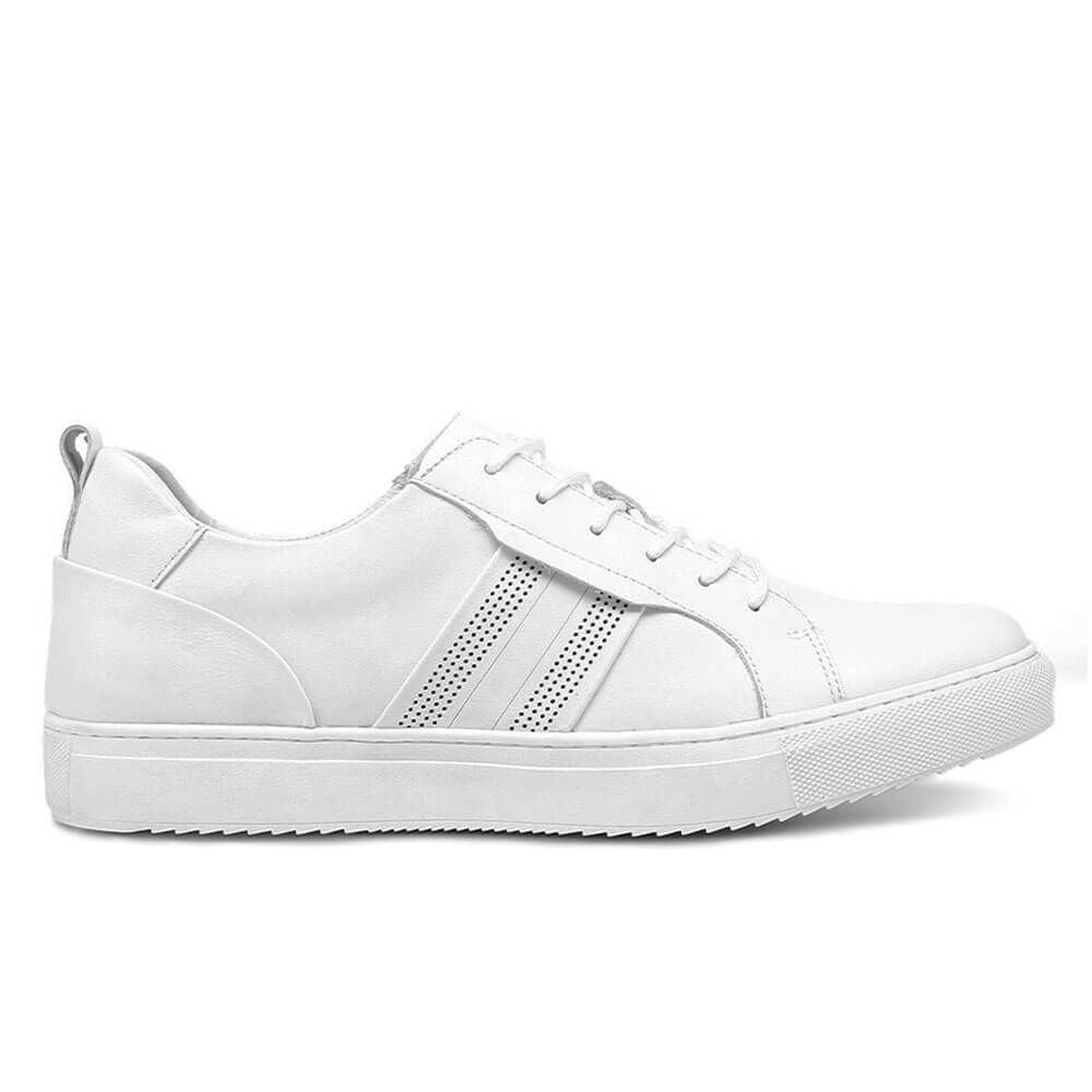 All White Casual Sneakers with Heels